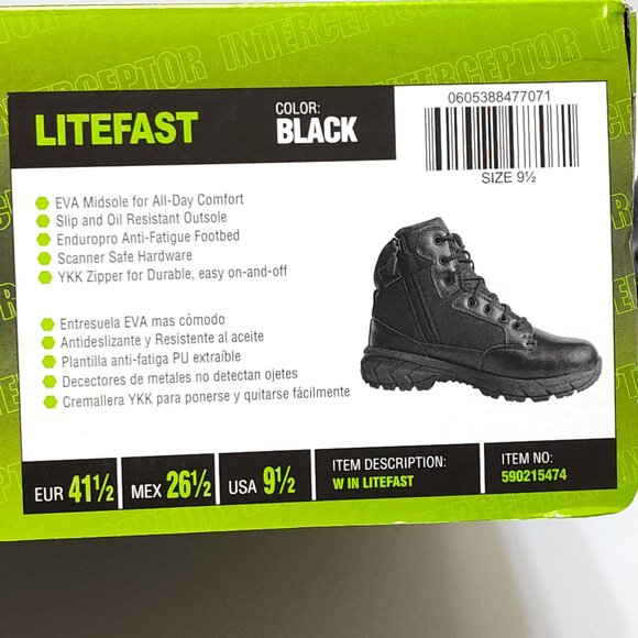 Interceptor Litefast Tactical Boots Women's 9.5 Zippered 6" Shaft Soft Toe NIB - Picture 12 of 12